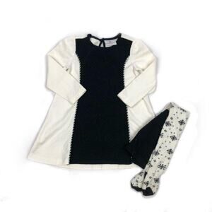 Hanna Andersson Black & White Dress with Tights